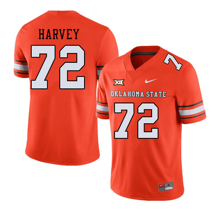 Men #72 Calvin Harvey Oklahoma State Cowboys College Football Jerseys Stitched-Alternate Orange